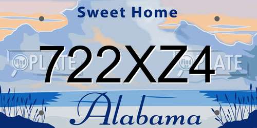 722XZ4 Alabama License Plate