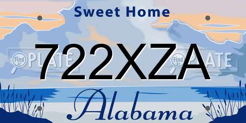 722XZA Alabama License Plate