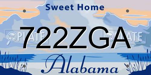 722ZGA Alabama License Plate