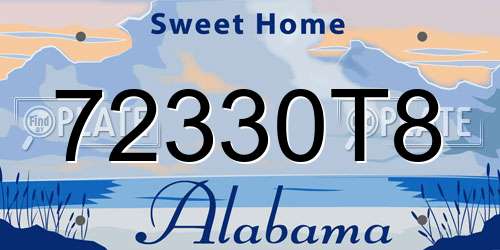 72330T8 Alabama License Plate