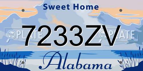 7233ZV Alabama License Plate