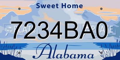 7234BA0 Alabama License Plate