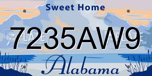 7235AW9 Alabama License Plate