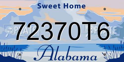 72370T6 Alabama License Plate