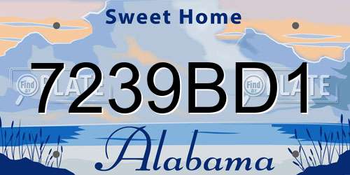 7239BD1 Alabama License Plate