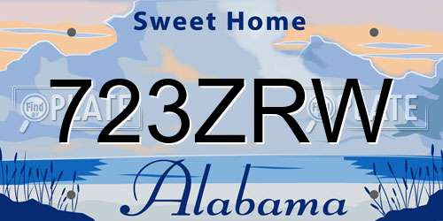 723ZRW Alabama License Plate