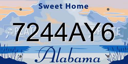 7244AY6 Alabama License Plate