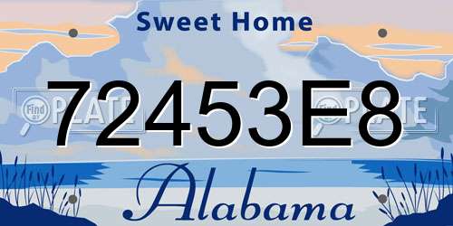 72453E8 Alabama License Plate