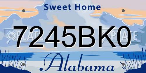 7245BK0 Alabama License Plate