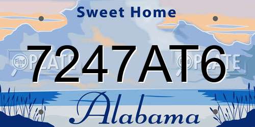 7247AT6 Alabama License Plate