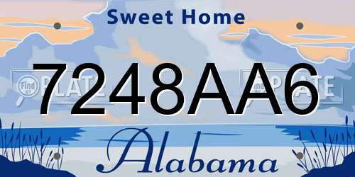 7248AA6 Alabama License Plate