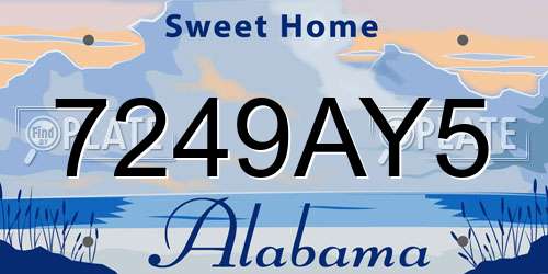 7249AY5 Alabama License Plate