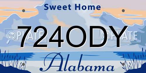 724ODY Alabama License Plate