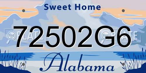 72502G6 Alabama License Plate