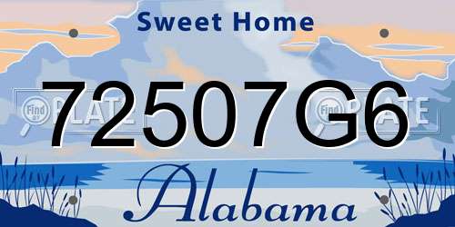 72507G6 Alabama License Plate