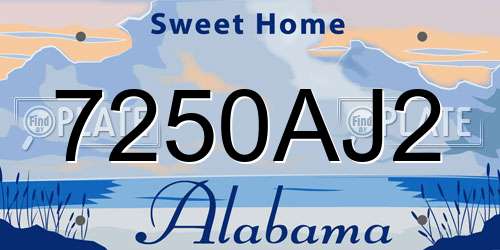 7250AJ2 Alabama License Plate