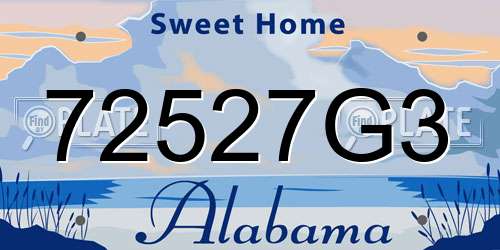 72527G3 Alabama License Plate