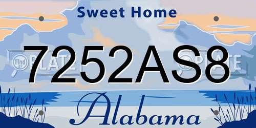 7252AS8 Alabama License Plate