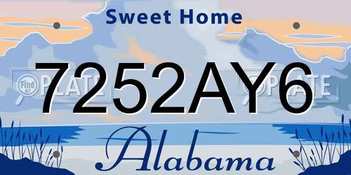 7252AY6 Alabama License Plate