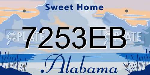 7253EB Alabama License Plate