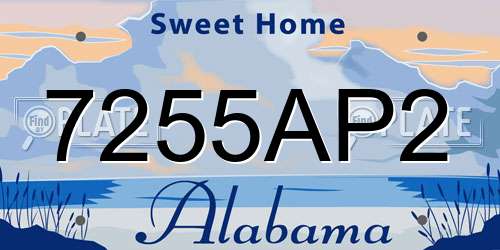 7255AP2 Alabama License Plate