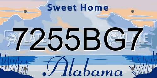 7255BG7 Alabama License Plate