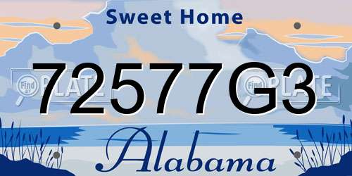 72577G3 Alabama License Plate