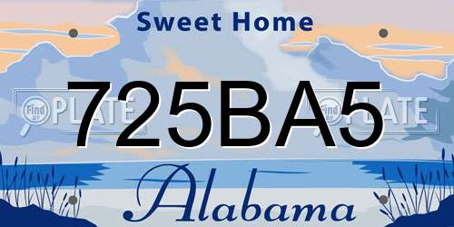 725BA5 Alabama License Plate