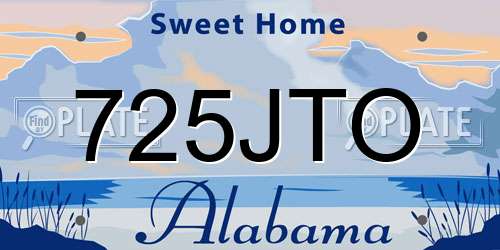 725JTO Alabama License Plate