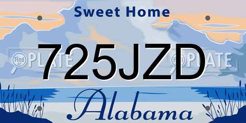 725JZD Alabama License Plate