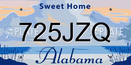 725JZQ Alabama License Plate