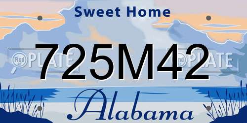 725M42 Alabama License Plate