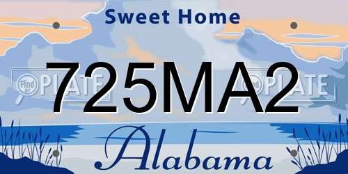 725MA2 Alabama License Plate