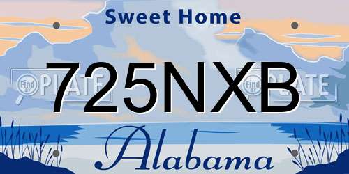 725NXB Alabama License Plate
