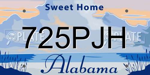 725PJH Alabama License Plate