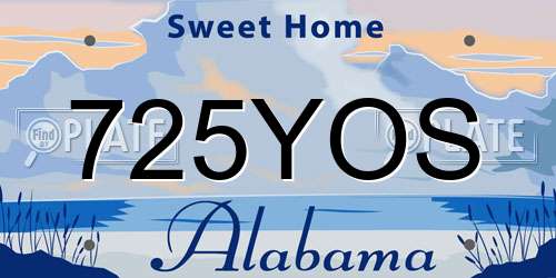 725YOS Alabama License Plate