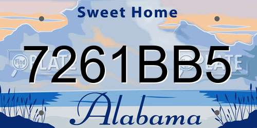7261BB5 Alabama License Plate