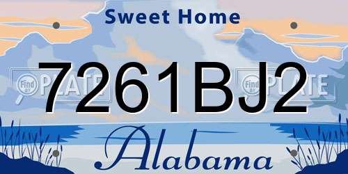 7261BJ2 Alabama License Plate