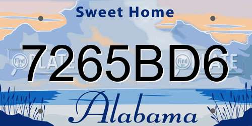 7265BD6 Alabama License Plate