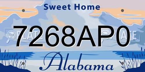 7268AP0 Alabama License Plate