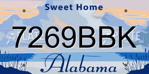 7269BBK Alabama License Plate