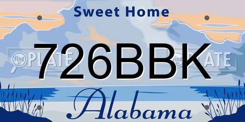 726BBK Alabama License Plate