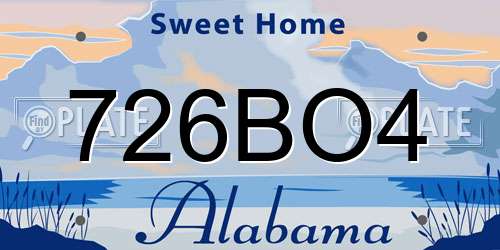 726BO4 Alabama License Plate