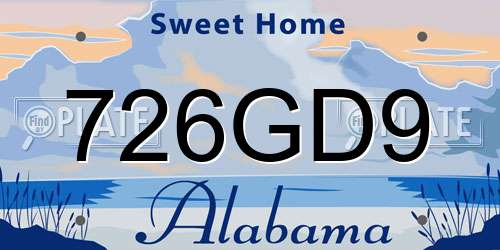 726GD9 Alabama License Plate