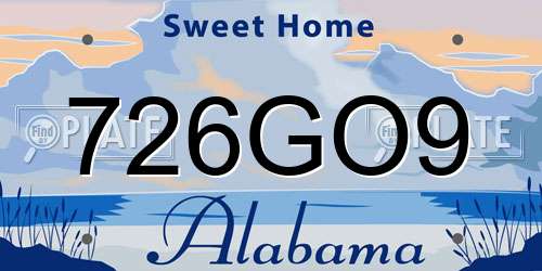 726GO9 Alabama License Plate