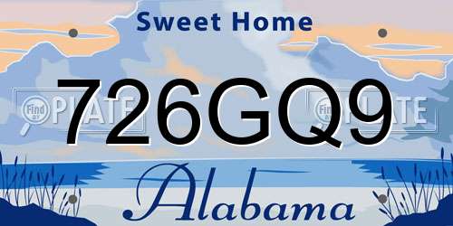 726GQ9 Alabama License Plate