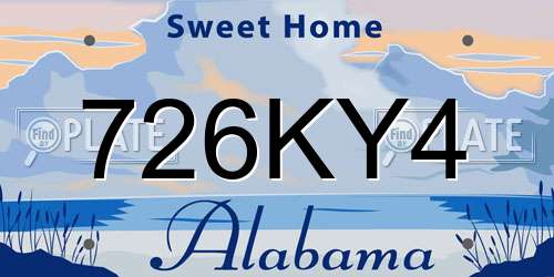 726KY4 Alabama License Plate