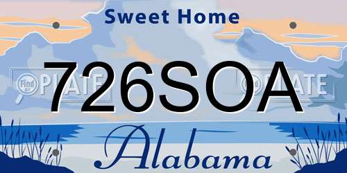 726SOA Alabama License Plate
