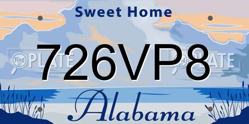 726VP8 Alabama License Plate