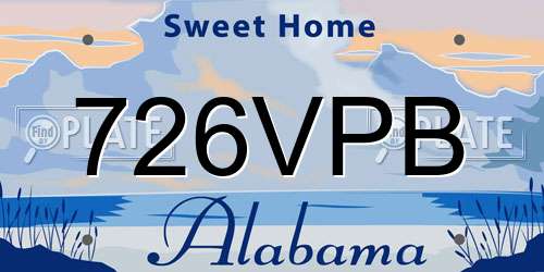 726VPB Alabama License Plate